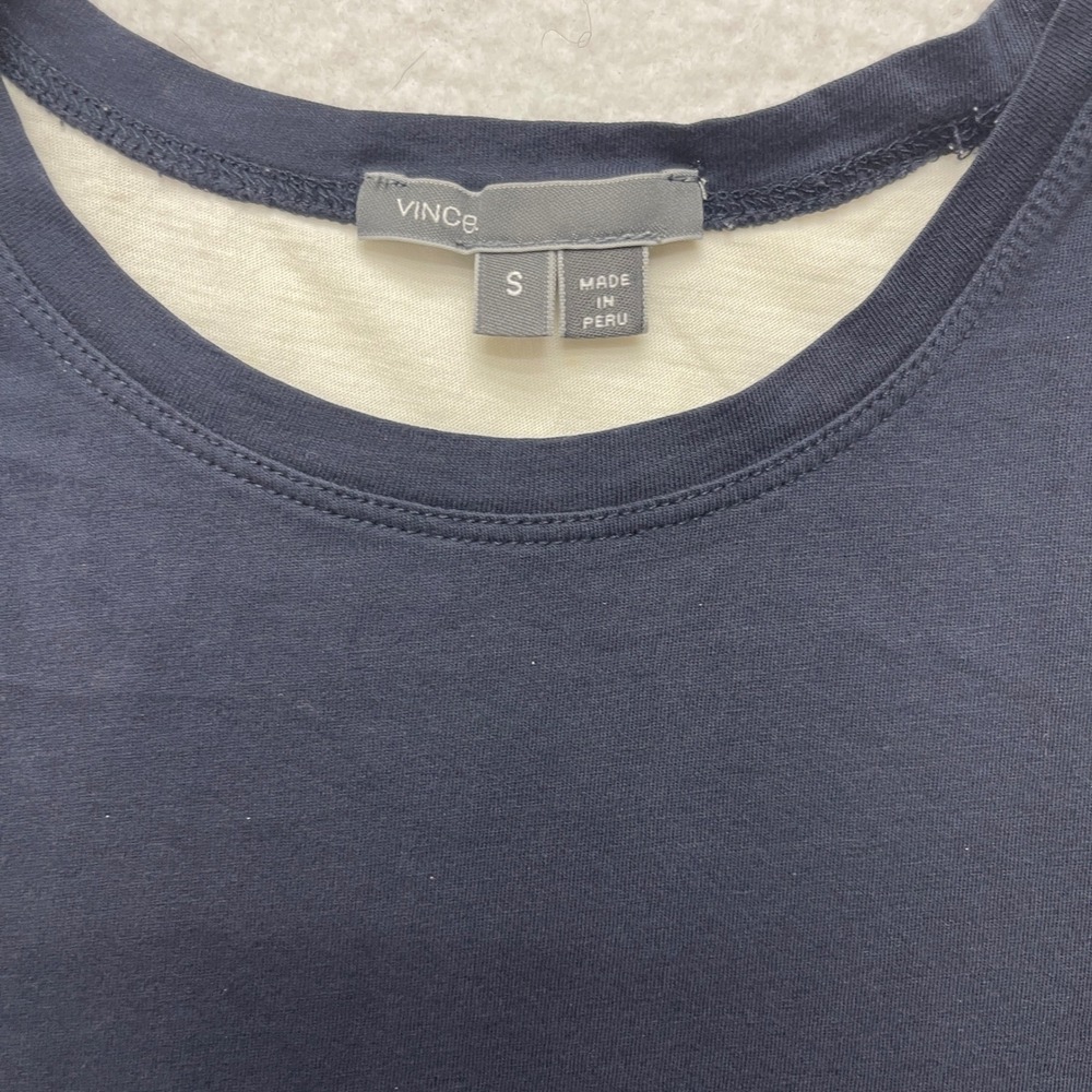 Vince T-Shirt Small Pima Cotton Colorblock Crew Tee Minimalist Basic Luxury - Picture 3 of 7